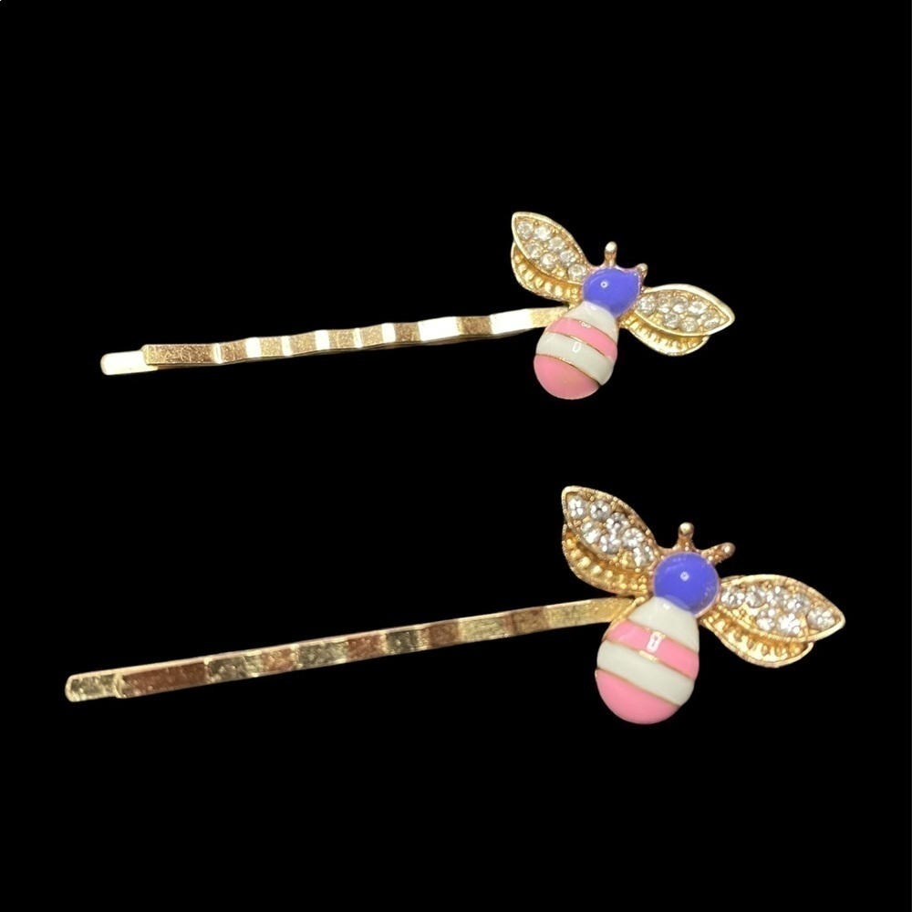 Two Bumble Bee Hair Pins Bee Rhinestone Inlaid Hair Clip Accessory